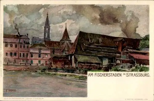 Künstler Litho Hoch, F., Strasbourg Straßburg Elsass Bas Rhin, Fischerstaden