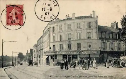 Ak Puteaux Hauts de Seine, Quai National, aufgenommen vom Pont de Neuilly