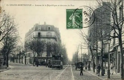 Ak Montrouge Hauts de Seine, Avenue de la République und Avenue du Parc