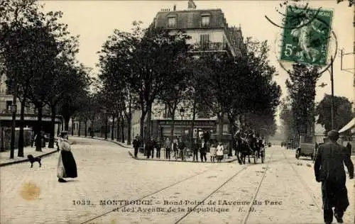 Ak Montrouge Hauts de Seine, Kreisverkehr Avenue du Parc und Avenue de la République