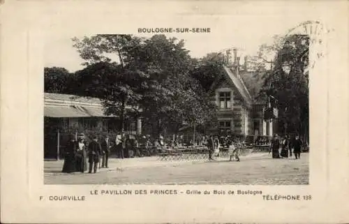 Ak Boulogne sur Seine Hauts de Seine, Le Pavillon des Princes, Grille du Bois de Boulogne