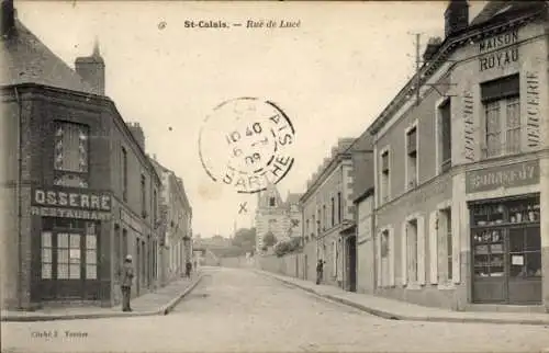 Ak Saint Calais Sarthe, Rue de Lucé, Maison Royau