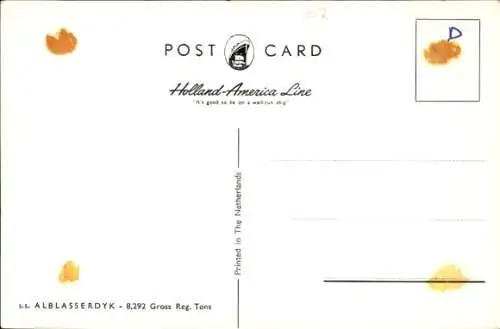 Ak SS Alblasserdyk, Holland America Line, HAL, Frachtschiff
