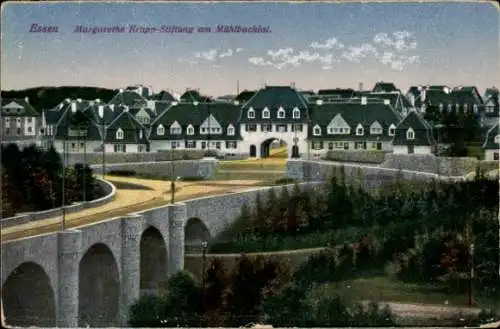 Ak Margarethenhöhe Essen Ruhrgebiet, Margarethe Krupp-Stiftung, Mühlbachtal