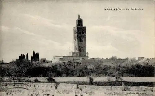 Ak Marrakesch Marokko, La Koutoubia, Minarett