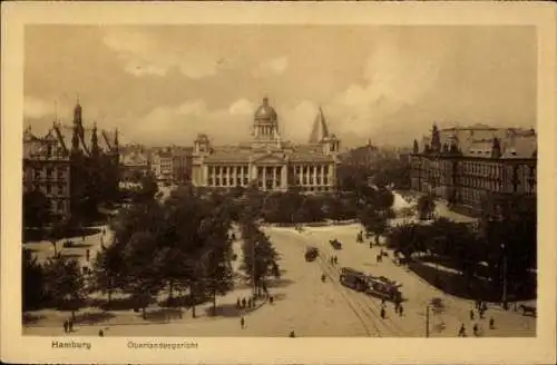 Ak Hamburg Mitte Neustadt, Oberlandesgericht, Straßenbahn