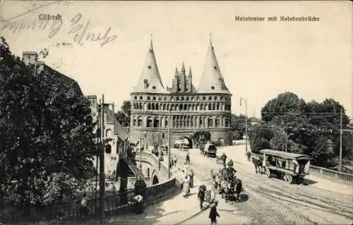Ak Hansestadt Lübeck, Holstentor, Holstenbrücke