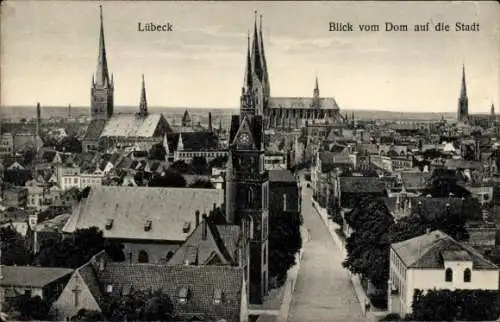 Ak Lübeck, Blick vom Dom, Totalansicht