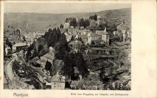 Ak Monschau Montjoie in der Eifel, Hospital, Schlossruine, Blick vom Ringsberg