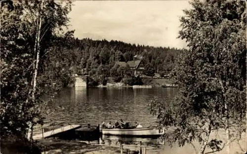 Ak Kriebstein Mittelsachsen, Zschopau Talsperre, Uferpartie, HO Großgaststätte