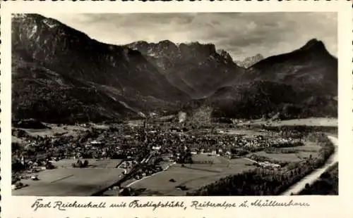 Ak Bad Reichenhall in Oberbayern, Gesamtansicht, Predigtstuhl, Reiteralpe, Müllnerhorn