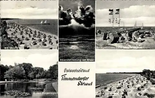 Ak Ostseebad Timmendorfer Strand in Holstein, Strand, Anlegebrücke, Seeschlößchen, Kuranlagen