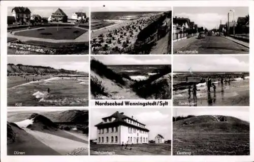 Ak Wenningstedt auf Sylt, Strand, Anlagen, Hauptstraße, Schülerheim, Denhoog, Dünen