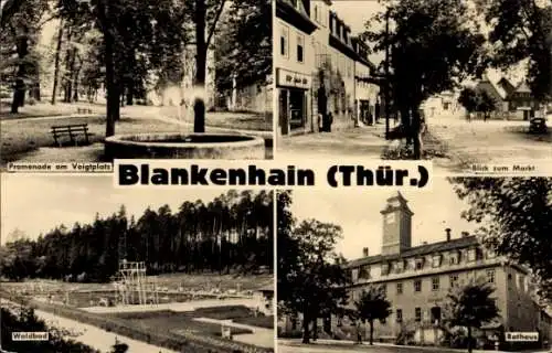 Ak Blankenhain in Thüringen, Promenade am Voigtplatz, Waldbad, Rathaus