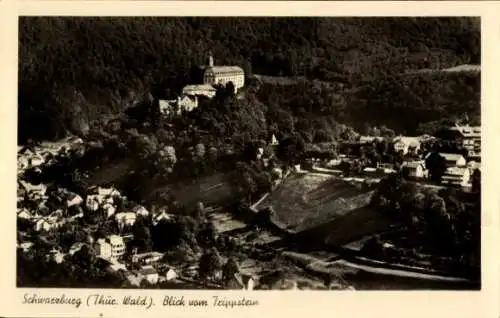 Ak Schwarzburg in Thüringen, Blick vom Trippstein, Kirche