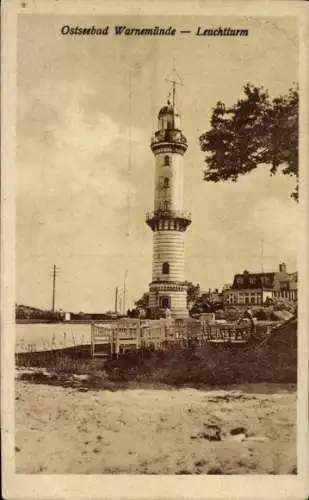 Ak Ostseebad Warnemünde Rostock, Leuchtturm