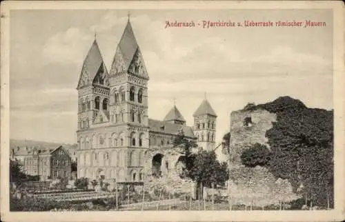 Ak Andernach am Rhein, Pfarrkirche, Überreste römischer Mauern