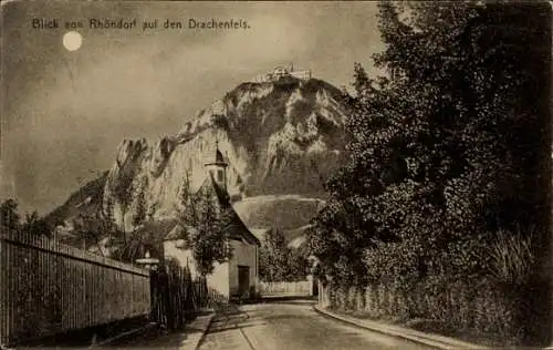 Ak Rhöndorf Bad Honnef am Rhein, Drachenfels, Nachtansicht
