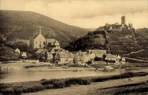 Ak Beilstein an der Mosel, Teilansicht, Ruine Beilstein, Kirche