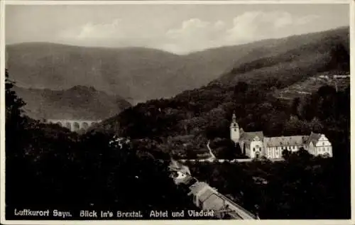 Ak Sayn Bendorf am Rhein, Brextal, Abtei, Viadukt