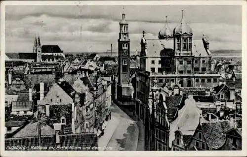 Ak Augsburg in Schwaben, Rathaus, Perlachturm, Dom