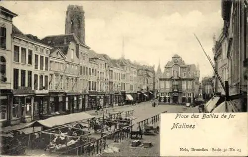 Ak Mechelen Mecheln Malines Flandern Antwerpen, Place des Bailles de fer