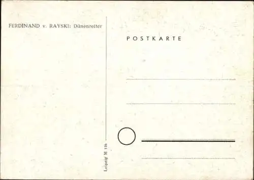 Künstler Ak v. Rayski, Ferdinand, Dünenreiter