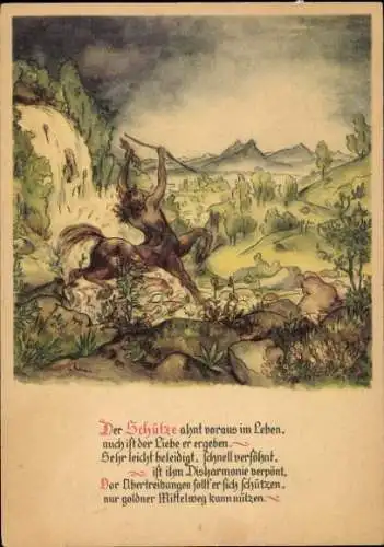 Horoskop Künstler Ak Rohland, M. M., Sternzeichen Schütze, Zentaur