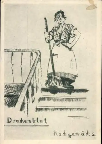 Künstler Ak Drachenblut, Hochgewächs, Wein