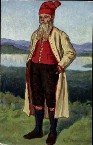 Künstler Ak Hälsingland, Frau in schwedischer Volkstracht