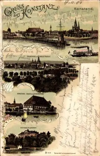 Litho Konstanz am Bodensee, Konziliumsgebäude, Schloss Mainau