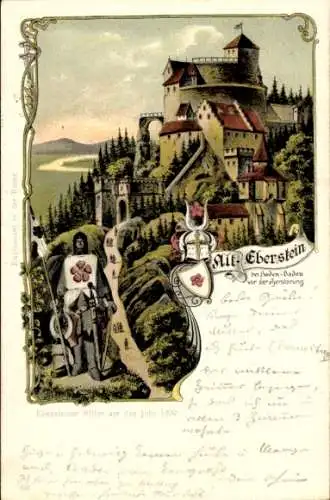 Litho Gernsbach im Schwarzwald, Schloss Eberstein, Ritter