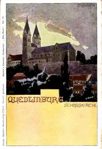 Künstler Ak Quedlinburg im Harz, Schosskirche