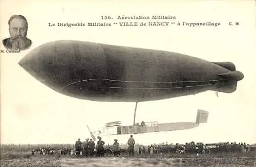 Ak Französisches Militär-Luftschiff Ville de Nancy, M. Clement