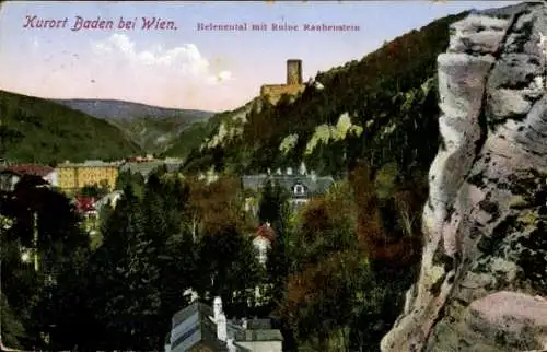 Ak Baden in Niederösterreich, Helenental, Ruine Rauhenstein
