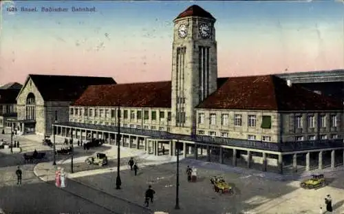 Ak Basel Stadt Schweiz, Badischer Bahnhof