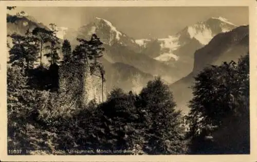 Ak Interlaken Kanton Bern, Ruine Umspunnen, Mönch, Jungfrau