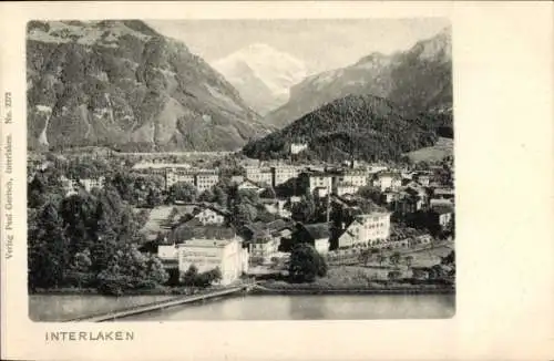Ak Interlaken Kt. Bern, Gesamtansicht, Brauerei Horn, Gebirge