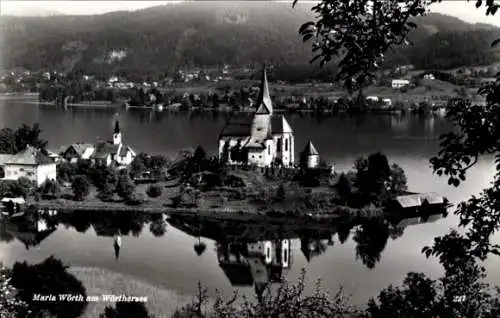 Ak Maria Wörth am Wörthersee Kärnten, Panorama, Kirche