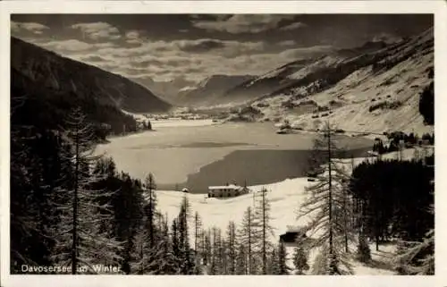 Ak Davos Kanton Graubünden, Davosersee im Winter