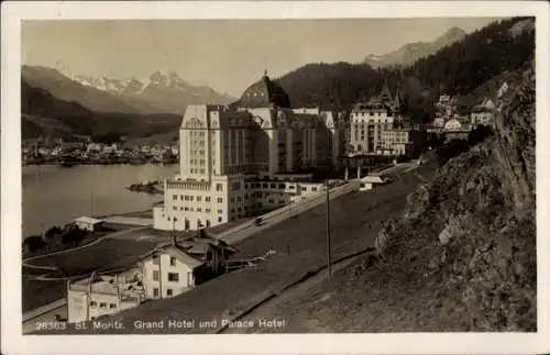 Ak Sankt Moritz Kanton Graubünden, Grand Hotel und Palace Hotel