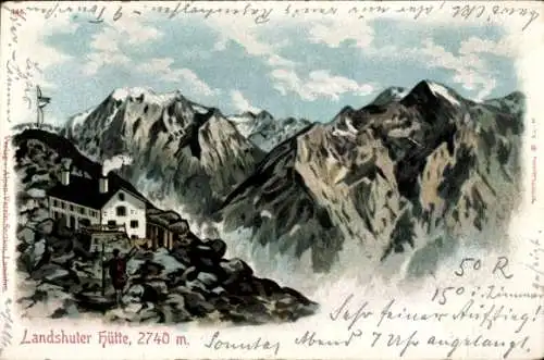 Litho Zillertaler Alpen, Landshuter Hütte, Grenze zwischen Tirol und Südtirol