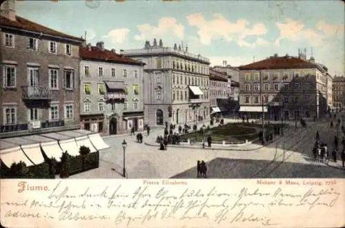 Ak Rijeka Fiume Kroatien, Piazza Elisabetta