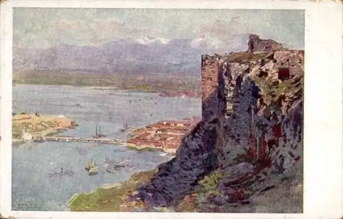Künstler Ak Prinz, Karl Ludw., Skutari Shkodra Albanien, Panorama vom alten türkischen Kastell