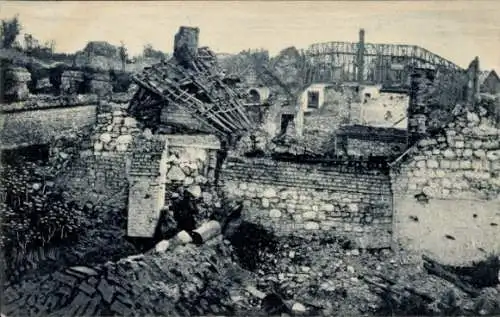 Ak Saint Laurent Ardennes, Zerstörungen, Ruine, I. WK