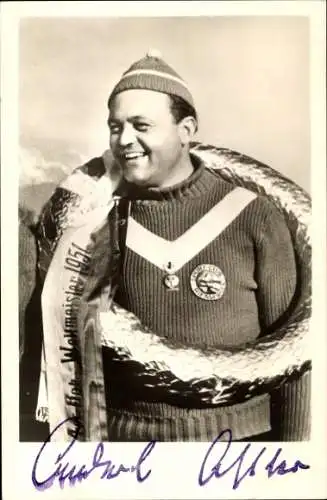 Ak  Andreas Anderl Ostler, Bobfahrer, Weltmeister 1951, Autogramm