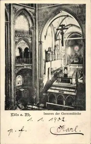 Ak Köln am Rhein, Gereonskirche, Innenansicht