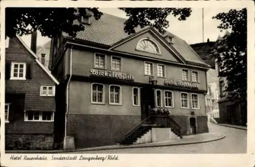 Ak Langenberg Velbert Rheinland, Hotel Rosenhaus, Eingang
