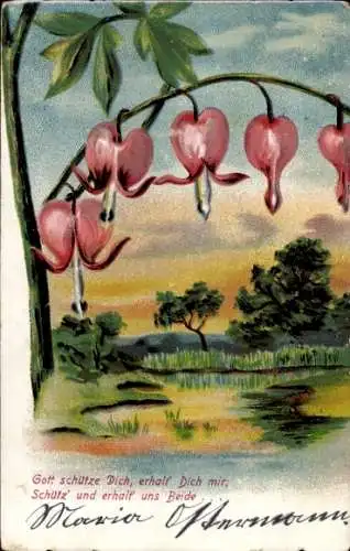 Ak Herzen am Baum, Gott schütze Dich, erhalt' Dich mir...