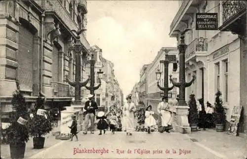 Ak Blankenberghe Blankenberge Westflandern, Rue de Église, entnommen aus der Digue